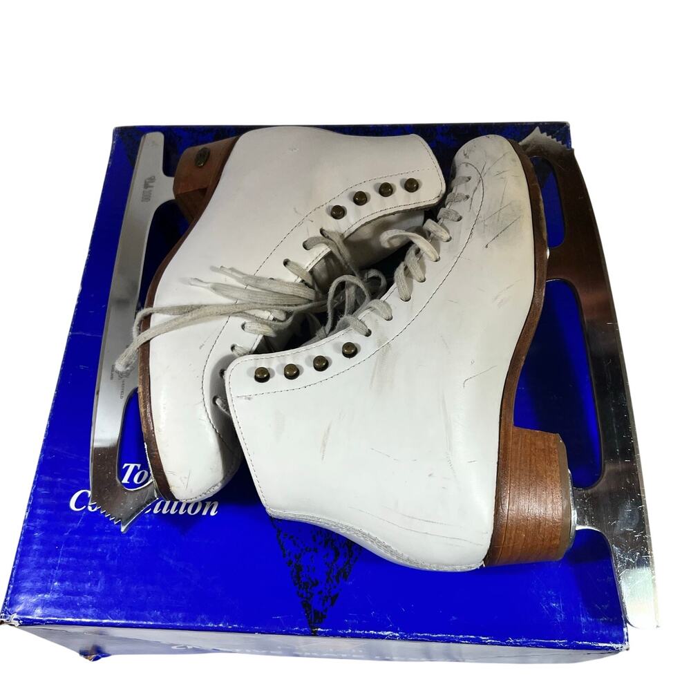Riedell 133 Diamond Figure Skates Size 6 M White Leather Club 2000 Blades Box